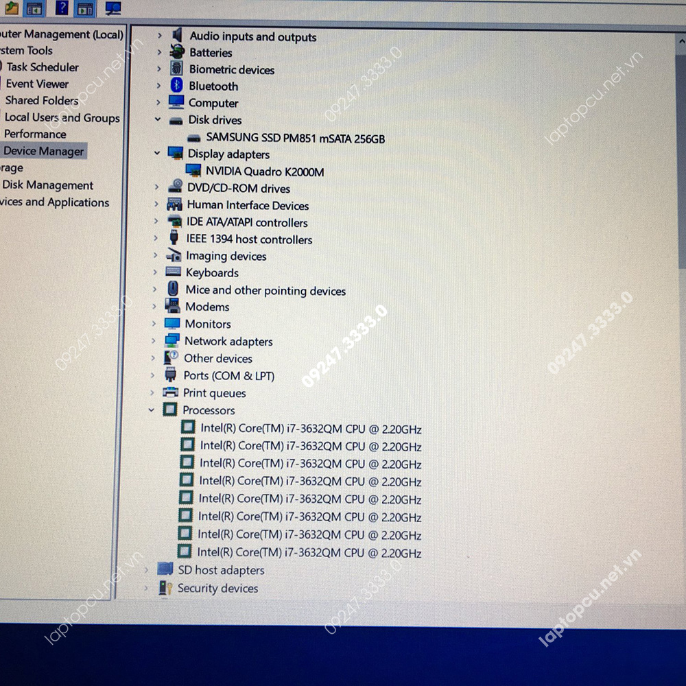 Laptop cũ HP Elitebook 8570W i7-3632QM RAM 8GB SSD 256GB