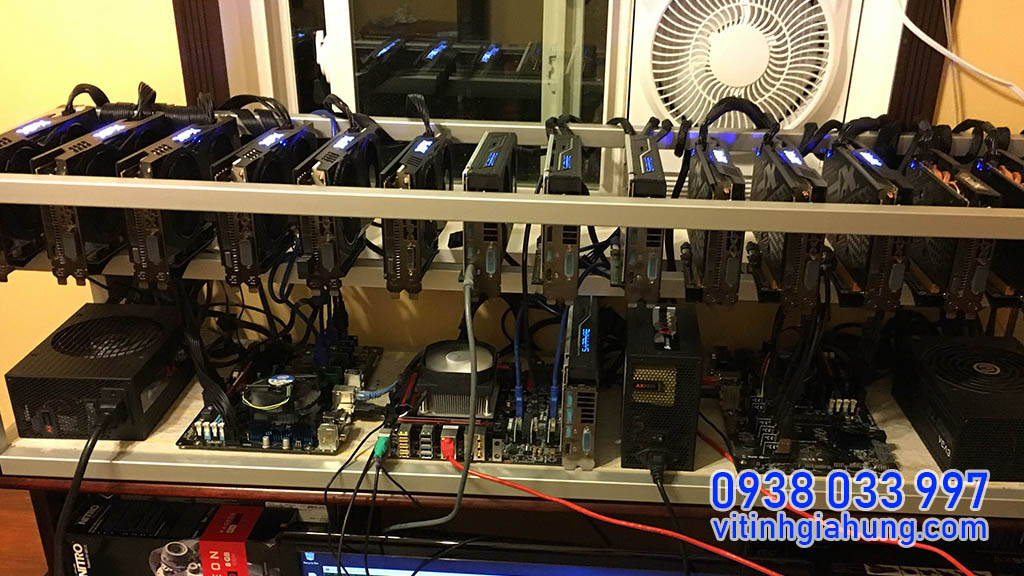 DÀN MÁY ĐÀO TIỀN ẢO BITCOIN 6 VGA RX 580 4GB