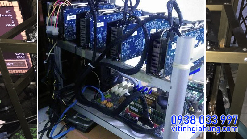 DÀN MÁY ĐÀO TIỀN ẢO BITCOIN 6 VGA RX 580 4GB