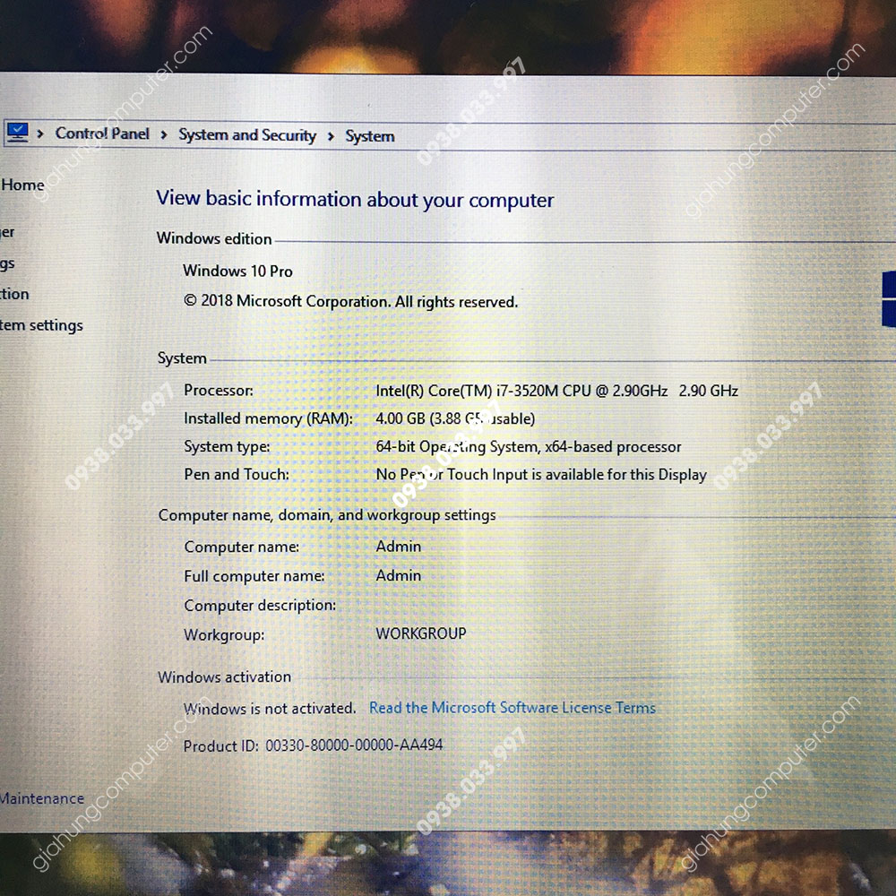 Laptop cũ Toshiba R930 Core i7-3520M 2.9GHz RAM 4GB HDD 320Gb màn hình 13.3"